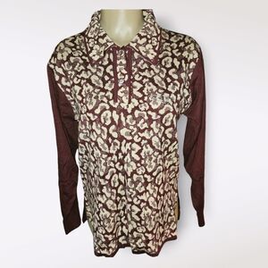 Pewlon Asahikasei Korea Vintage Burgundy, Tan Abstract Design Bling Paris Button